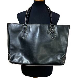 Merona Black Faux Leather Computer Laptop Shoulder Bag Purse W Sleeve & Pockets